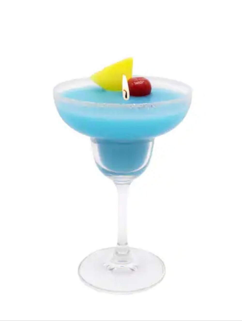 Scented Candle Daiquiri Tropical Drink Salted Reusable Glass w/ Cherry Pineapple